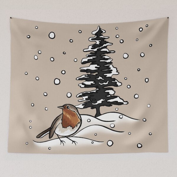 Item preview, Robin and Snow Covered Trees Digital Illustration designed and sold by AlmightyClaire.