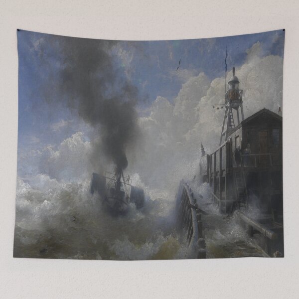 Item preview, Towboat leaving the port of Ostend at heyday-Andreas Achenbach designed and sold by LexBauer.