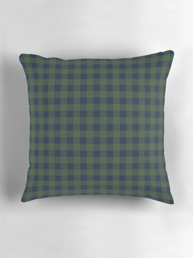 Plaid olive green navy blue Pillow for Sale by designminds Redbubble