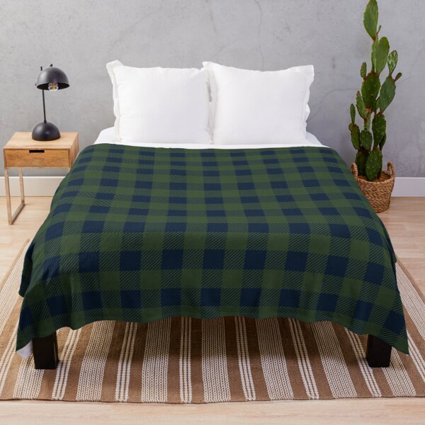 Plaid (olive green/navy blue) Throw Blanket