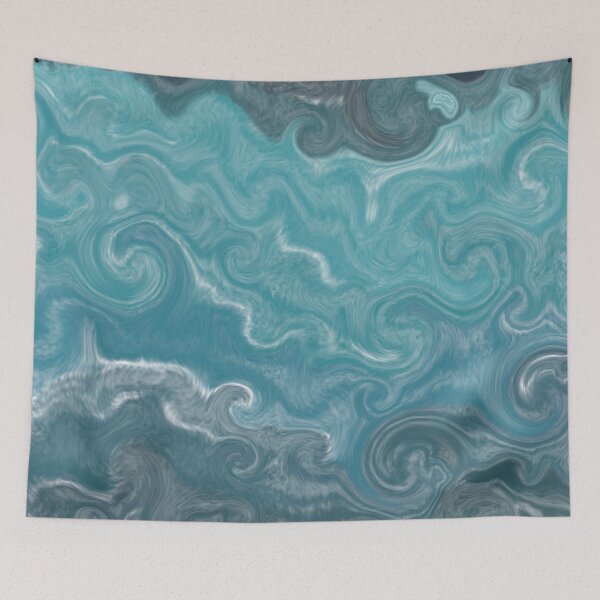 Item preview, Blue abstraction -water wave designed and sold by wiwiart.