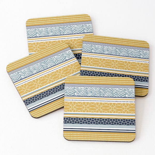 Item preview, Boho, Geomatric Line Pattern, Bohemian Style, African, Ethnic, Colorful Stripes, Yellow and Blue designed and sold by meggydesigns.