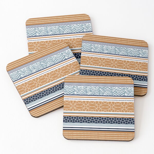 Item preview, Boho, Geomatric Line Pattern, Bohemian Style, African, Ethnic, Colorful Stripes, Terracotta and Blue designed and sold by meggydesigns.