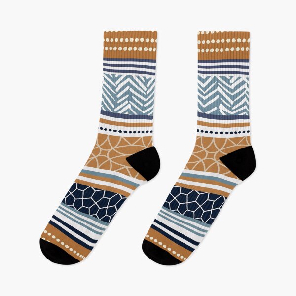 Item preview, Boho, Geomatric Line Pattern, Bohemian Style, African, Ethnic, Colorful Stripes, Terracotta and Blue designed and sold by meggydesigns.