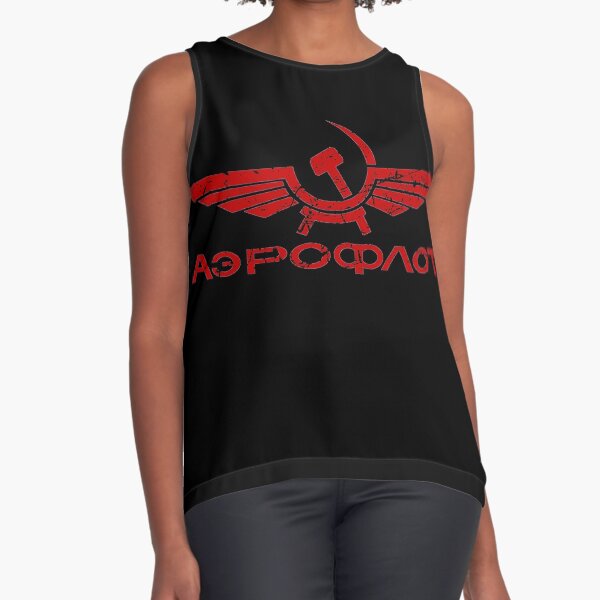 Soviet airline Cyrillic script, hammer and sickle Sleeveless Top