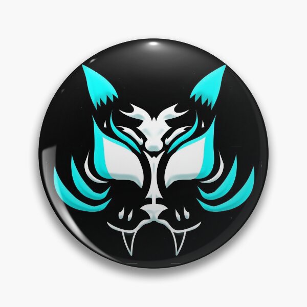 Aperçu de l'œuvre Visage Kitsune foncé - Cyan créée et vendue par Art By The Coco.