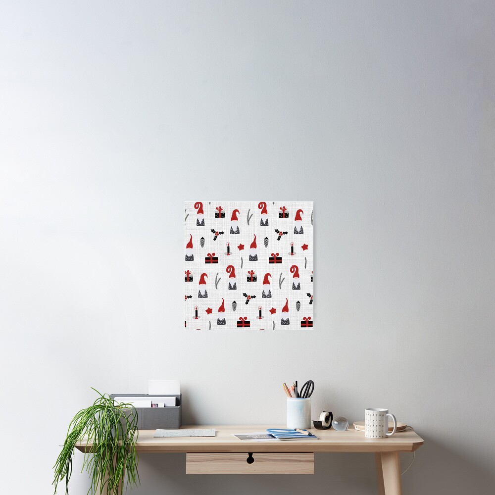 Scandinavian Christmas pattern on linen Poster