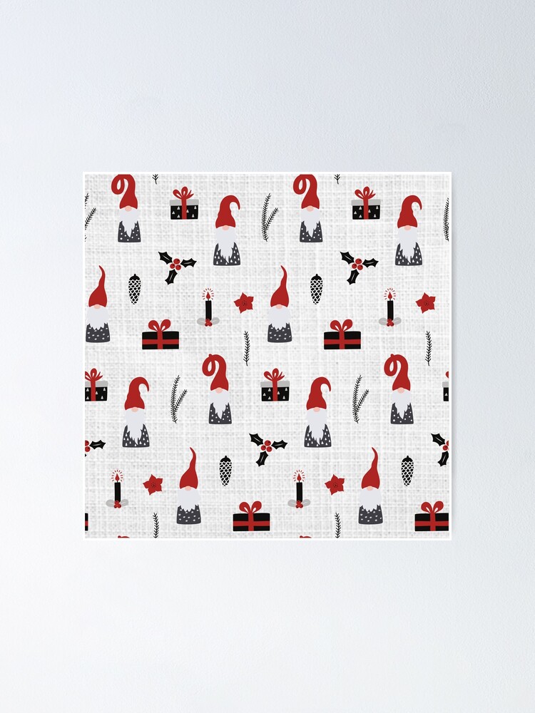 Alternate view of Scandinavian Christmas pattern on linen Poster
