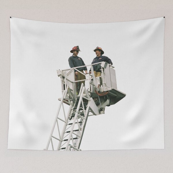 Item preview, Firefighters on fire engine crane designed and sold by FistfulOfCool.