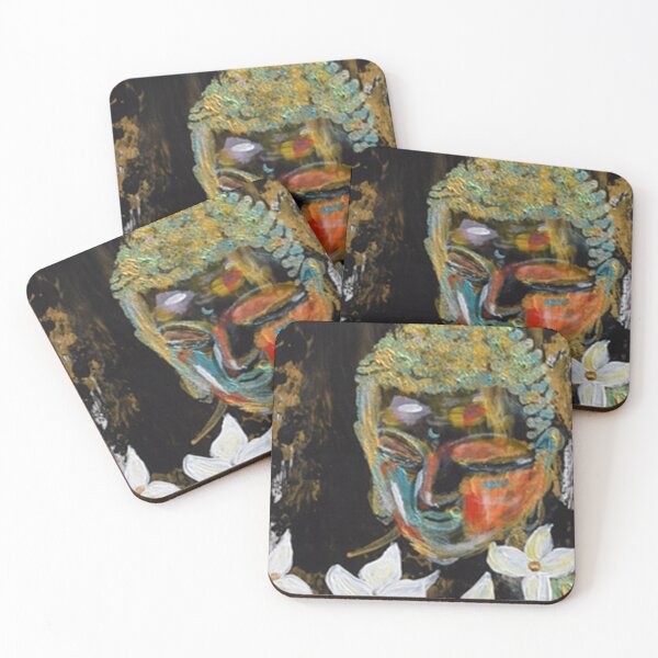 Item preview, Buddha Zen Girl Black Abstract Art White Lillies   designed and sold by concettaellis.
