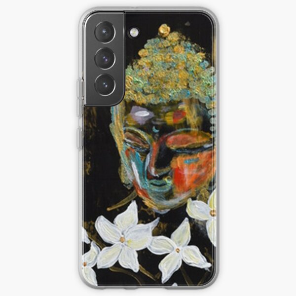 Buddha Zen Girl Black Abstract Art White Lillies   Samsung Galaxy Soft Case