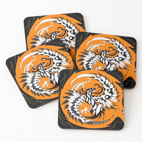 Item preview, bright orange phoenix pattern ecopop designed and sold by jorgelebeau.