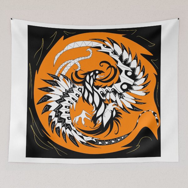 Item preview, bright orange phoenix pattern ecopop designed and sold by jorgelebeau.