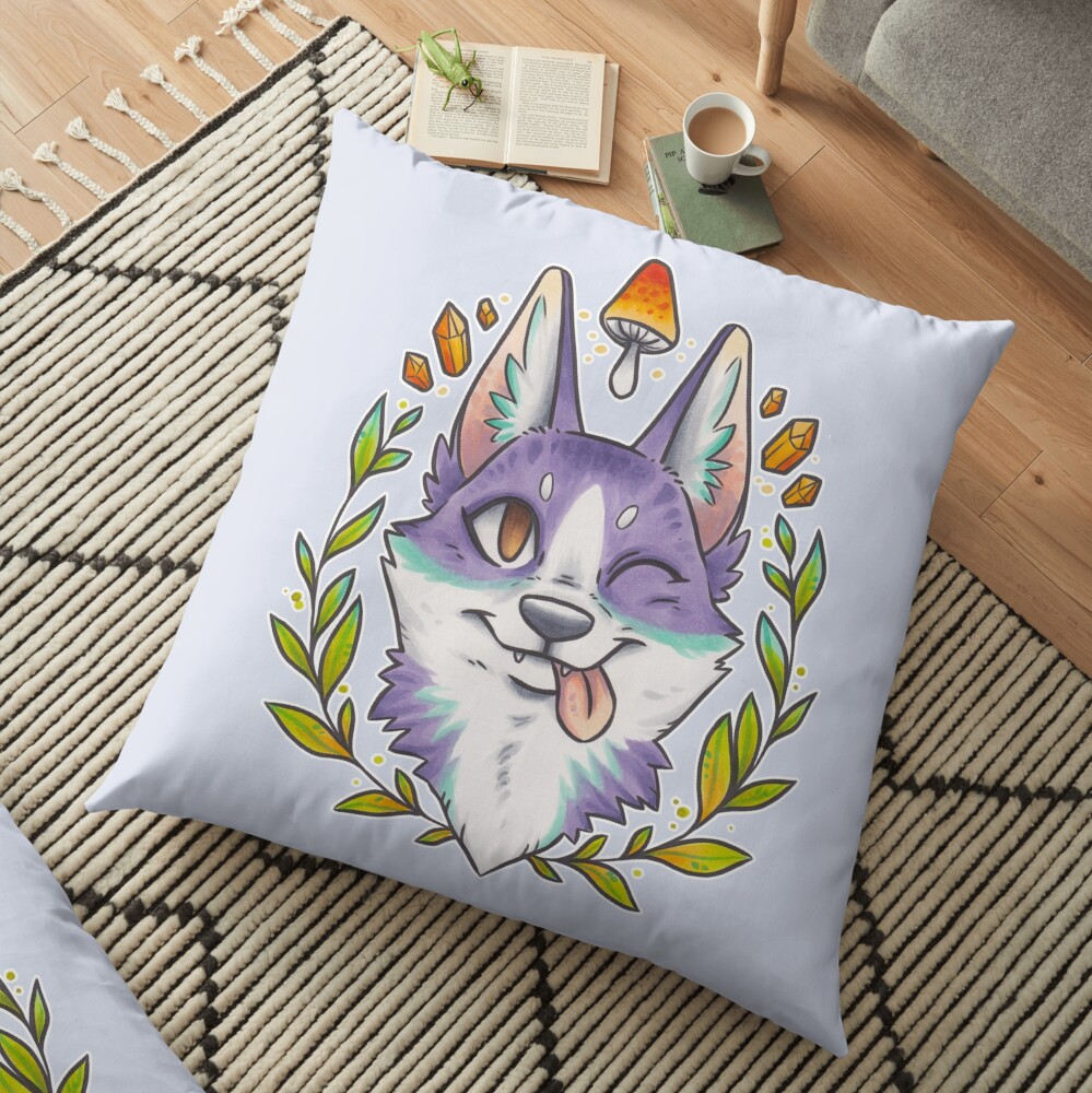 Happy Crystal Doggo Floor Pillow