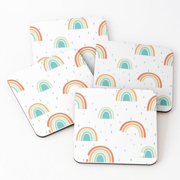 Item preview, Rainbows Clouds Rain and Blue Skies - White Background designed and sold by LouiseFranksArt.