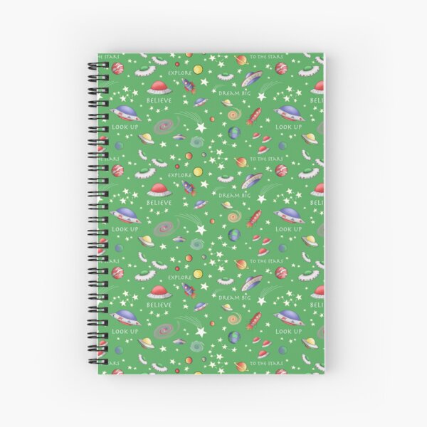 Green UFO Design Spiral Notebook