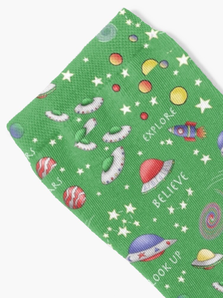 Thumbnail 2 of 5, Socks, Green UFO Design designed and sold by MarylandMUFON.