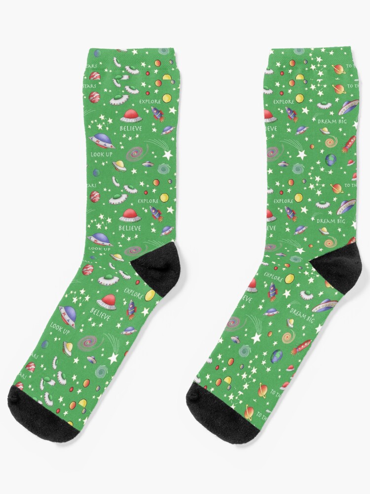 Thumbnail 1 of 5, Socks, Green UFO Design designed and sold by MarylandMUFON.