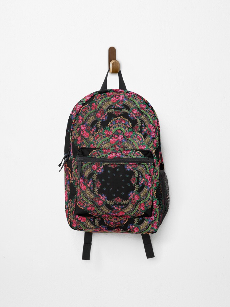 Thumbnail 1 of 3, Backpack, Ukrainian Floral Roses pattern designed and sold by patternme.