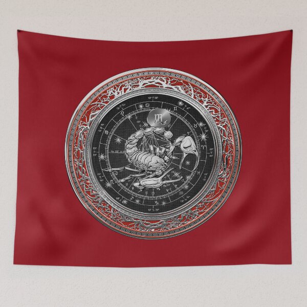 Item preview, Western Zodiac - Silver Scorpio - The Scorpion on Red Velvet designed and sold by Serge Averbukh Art Studio.