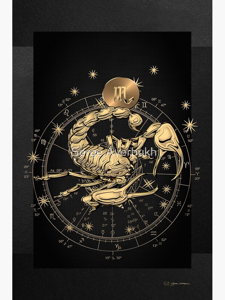 Western Zodiac Golden Scorpio The Scorpion On Black Canvas Poster