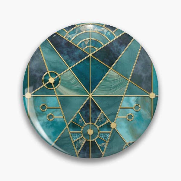 Item preview, Stained Glass Watercolor Marble Mineral Design Turquoise Teal Gold designed and sold by artsandsoul.