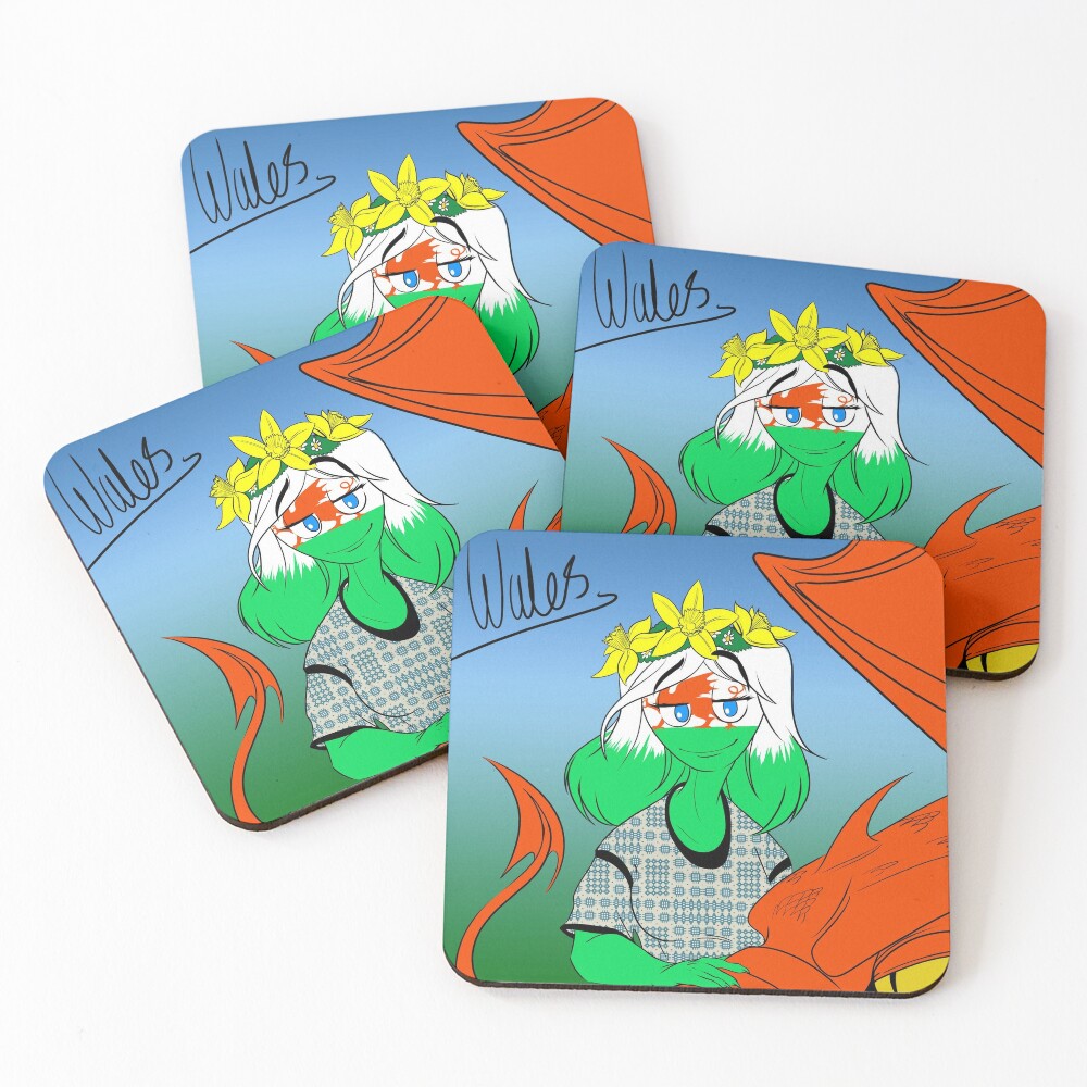 "CountryHumans Wales Female design" Coasters (Set of 4) by ...