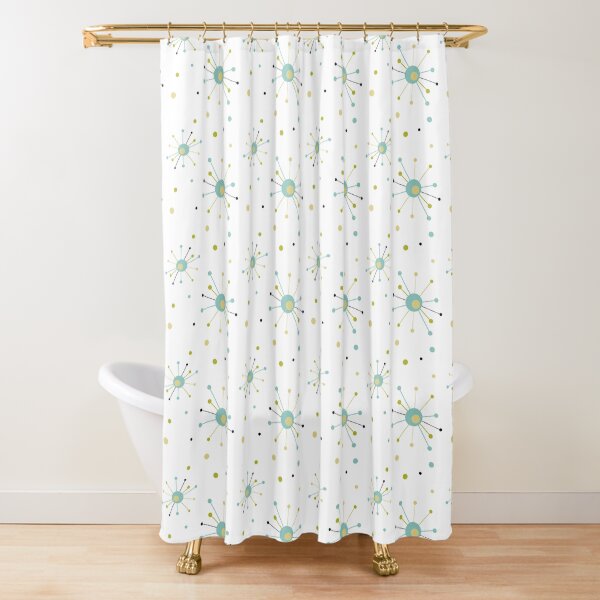 "Atomic Age Turquoise Green and Yellow Starburst Pattern" Shower