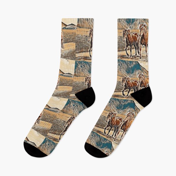 Item preview, Two brown horses - Horse riding lovers horse art gift designed and sold by TheGallery69.