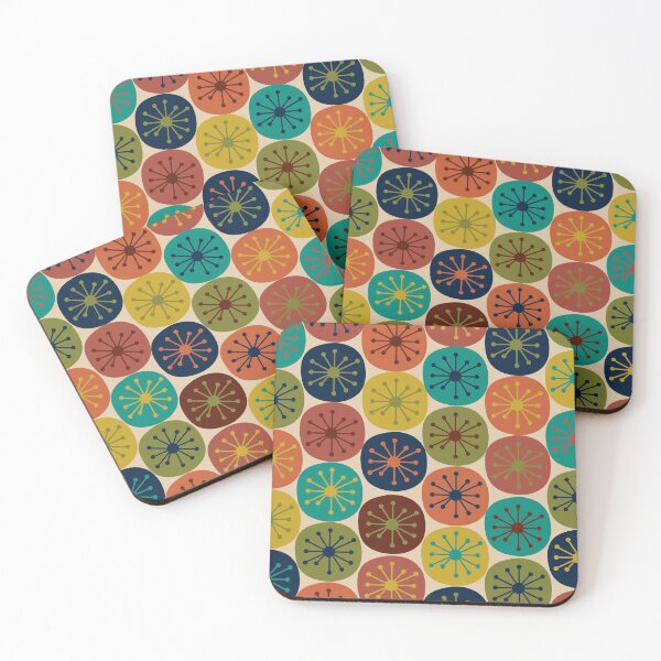 Item preview, Atomic Retro Dots - Midcentury Modern Pattern in Mid Mod Turquoise, Olive Green, Mustard, Orange, Blue, and Beige designed and sold by kierkegaard.