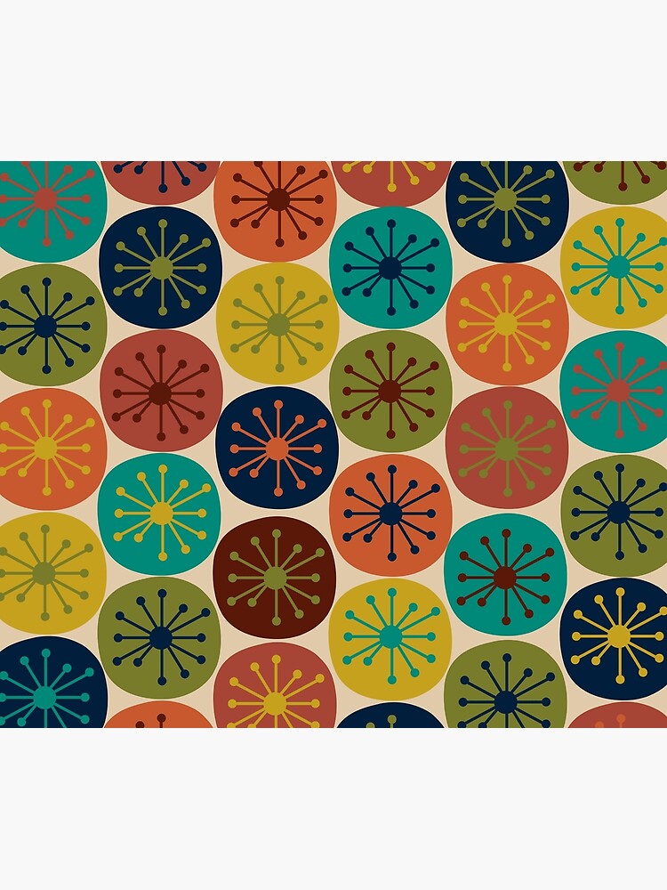 Atomic Retro Dots - Midcentury Modern Pattern in Mid Mod Turquoise, Olive Green, Mustard, Orange, Blue, and Beige by kierkegaard