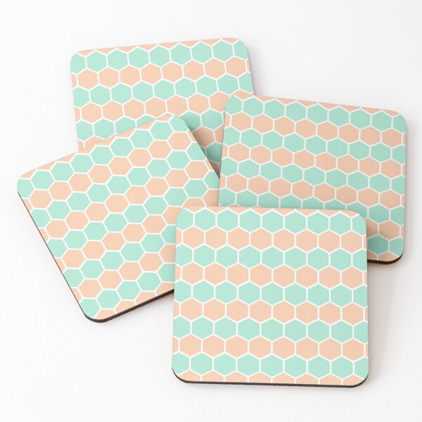 Item preview, Patrón de panal de durazno y menta designed and sold by AnyLeck.