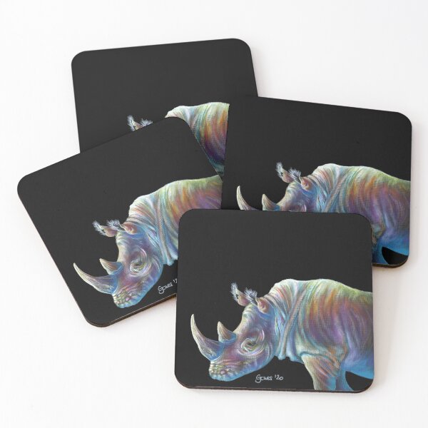 Item preview, Colourful electric rainbow rhino designed and sold by GJ Art Studios.