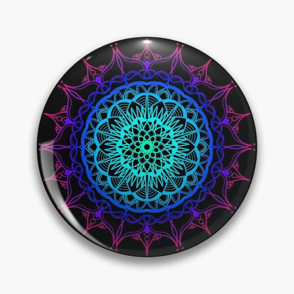 Item preview, Floral pink to blue ombre mandala designed and sold by felinefeelings.