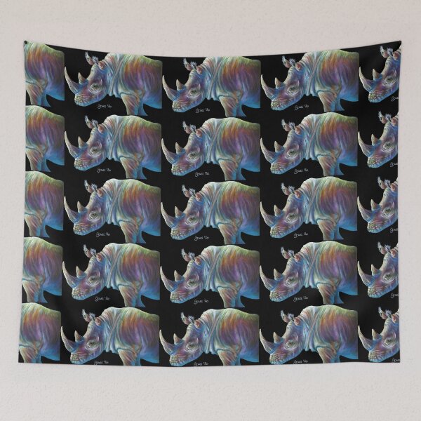 Item preview, Colourful electric rainbow rhino designed and sold by GJ Art Studios.