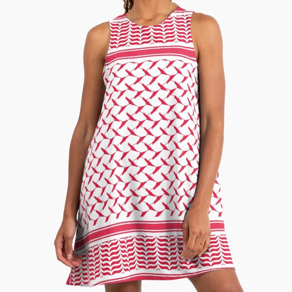 Palestinian keffiyeh Red A-Line Dress