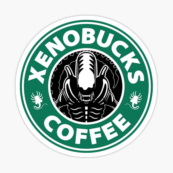 Saurbucks - Starbucks Dinosaur Parody Sticker – Art by Oomles