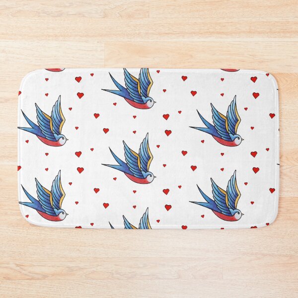 Item preview, Hearts swallow traditional tattoo designed and sold by emeteneme.
