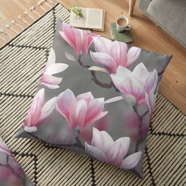 Pink Magnolia Blossom Floor Pillow