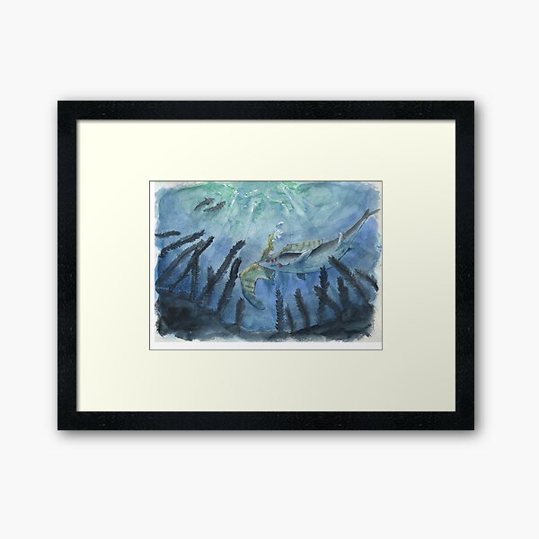 Clidastes and Pteranodon Framed Art Print