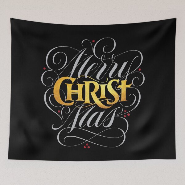 Item preview, Merry CHRISTmas - Christian Christmas Lettering Religious - Gold Flourished designed and sold by 26-Characters.