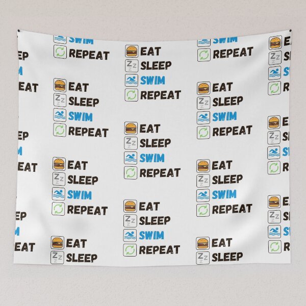 Item preview, Eat Sleep Swim Repeat | Swimmer Swimming with Black Lettering (also available with White Lettering for Black Background) designed and sold by InkItStudio.