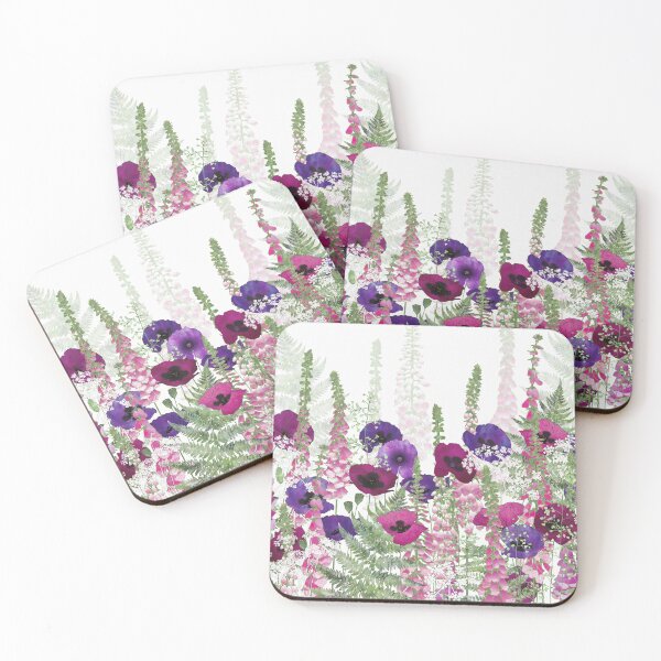 Item preview, Purple Poppies, Pink Foxgloves & Ferns designed and sold by Fiona Calder Designs.