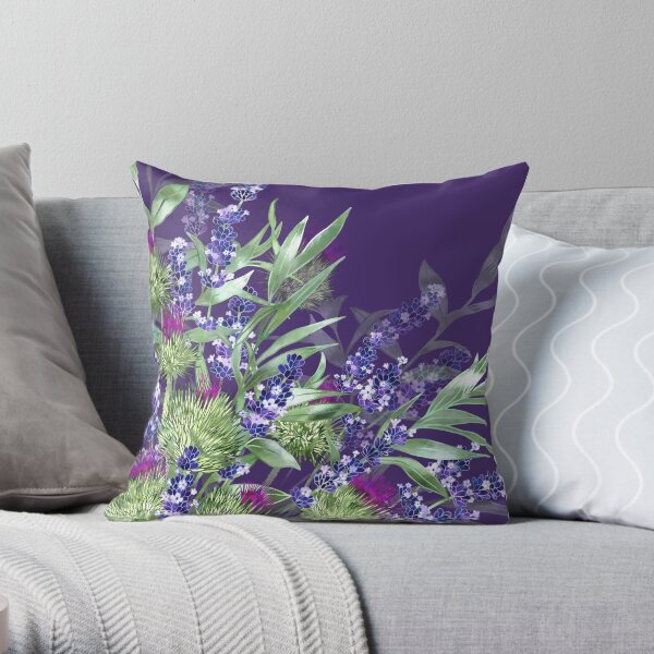 Thistles & Lavender Throw Pillow