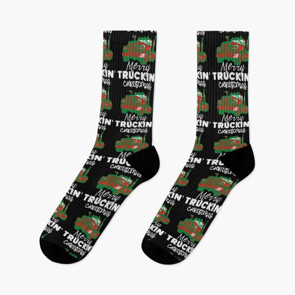 Item preview, Merry Truckin Christmas Green Red Black Festive Gift For Trucker Truck Driver designed and sold by Sunny Collections.