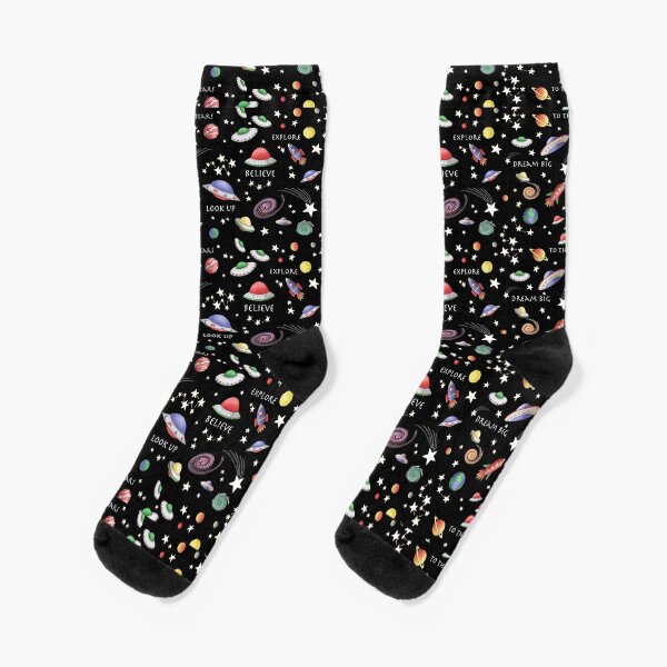 Black UFO design Socks