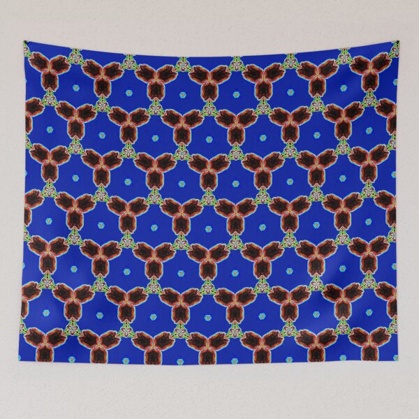 Item preview, MOUCHARABIEH 5 pattern oriental triangles petale psychedelic electric royal blue black red designed and sold by dragonemma.