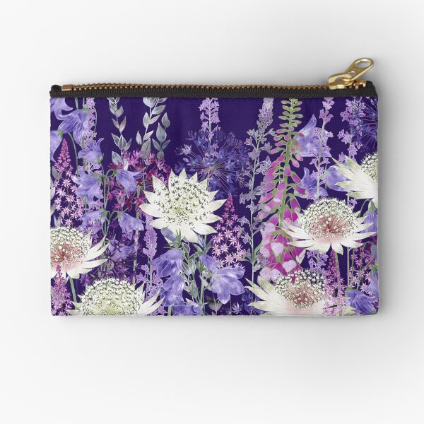 Flower Garden - Astrantia, Campanula, Harebells, Foxgloves & Alliums Zipper Pouch