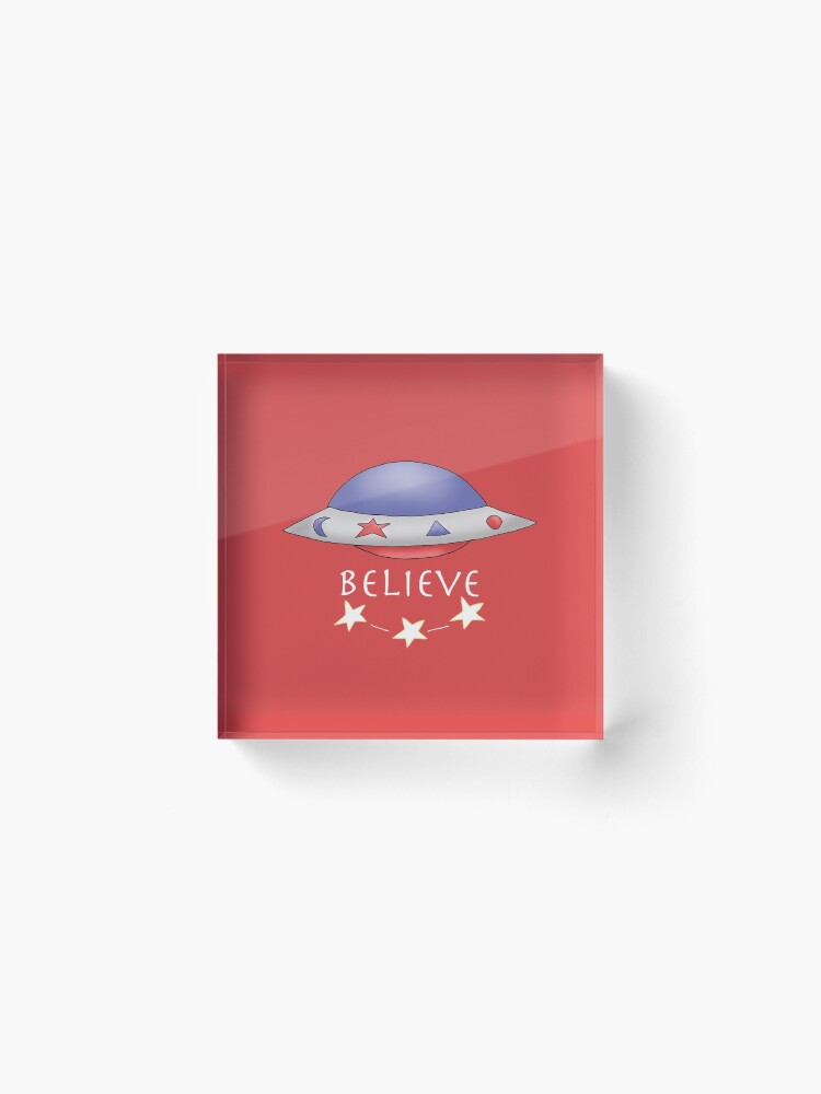 Thumbnail 2 of 5, Acrylic Block, UFO Red designed and sold by MarylandMUFON.