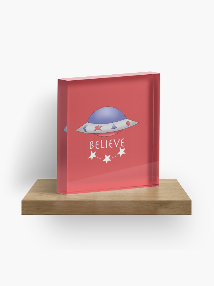 Thumbnail 1 of 5, Acrylic Block, UFO Red designed and sold by MarylandMUFON.